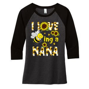 I Love Being A Nana Sunflower Bee Women's Tri-Blend 3/4-Sleeve Raglan Shirt