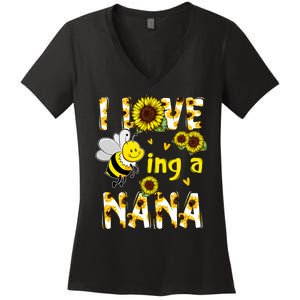 I Love Being A Nana Sunflower Bee Women's V-Neck T-Shirt