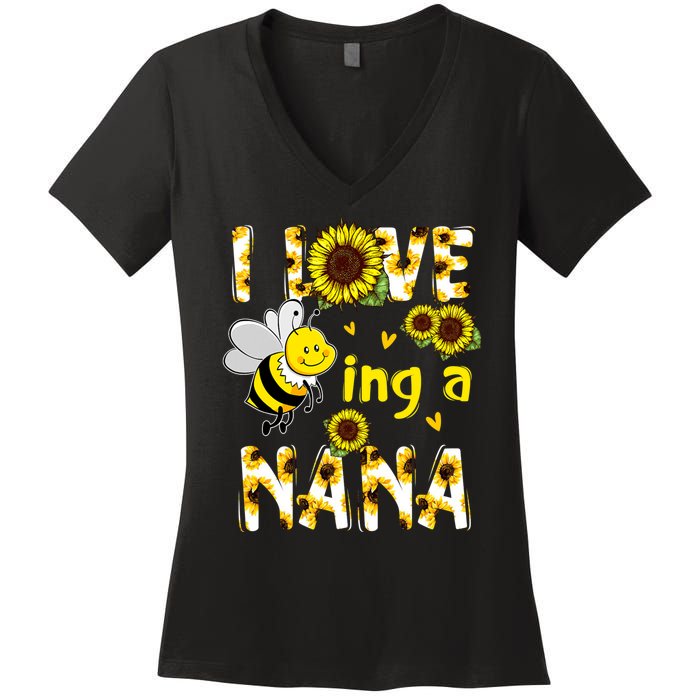 I Love Being A Nana Sunflower Bee Women's V-Neck T-Shirt