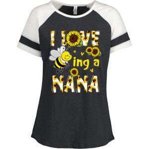 I Love Being A Nana Sunflower Bee Enza Ladies Jersey Colorblock Tee