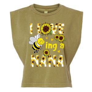 I Love Being A Nana Sunflower Bee Garment-Dyed Women's Muscle Tee