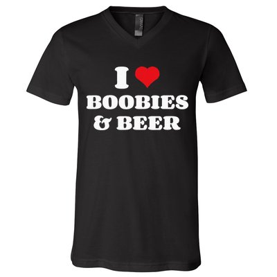 I Love Boobies And Beer Funny Humorous V-Neck T-Shirt