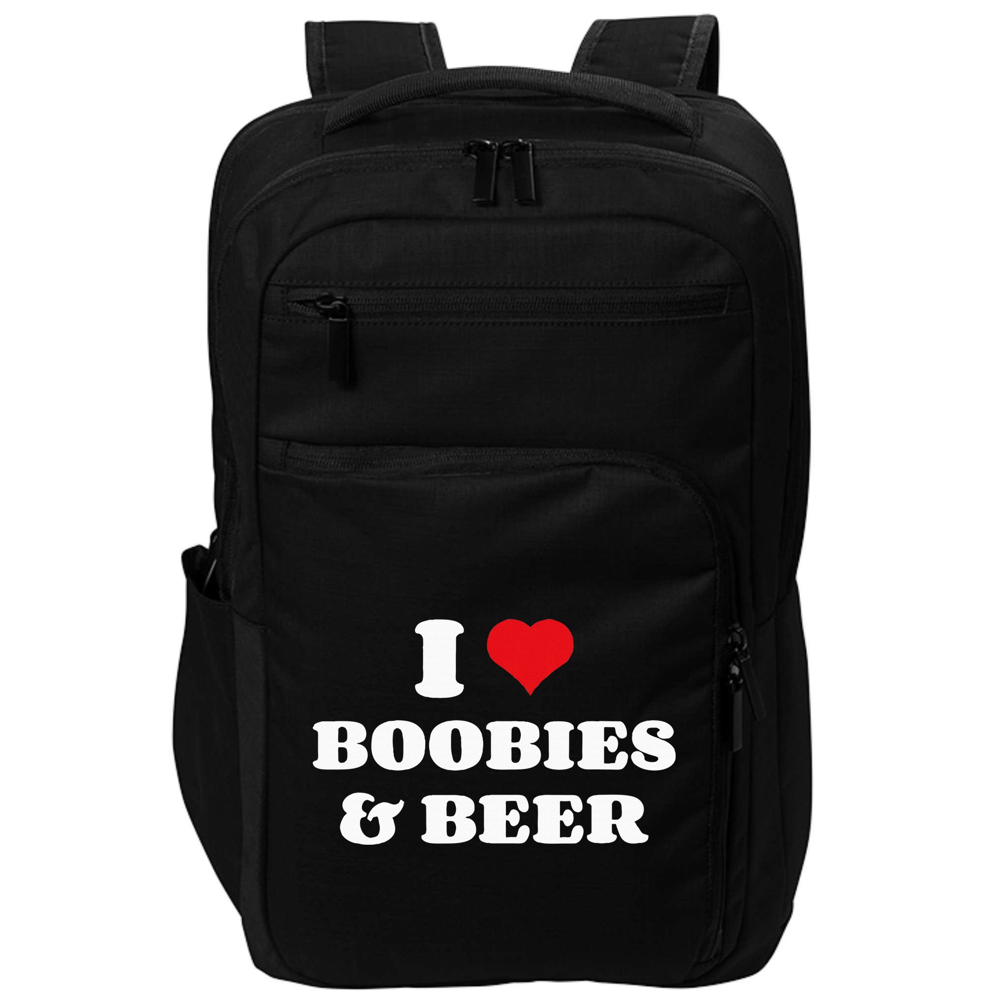 I Love Boobies And Beer Funny Humorous Impact Tech Backpack