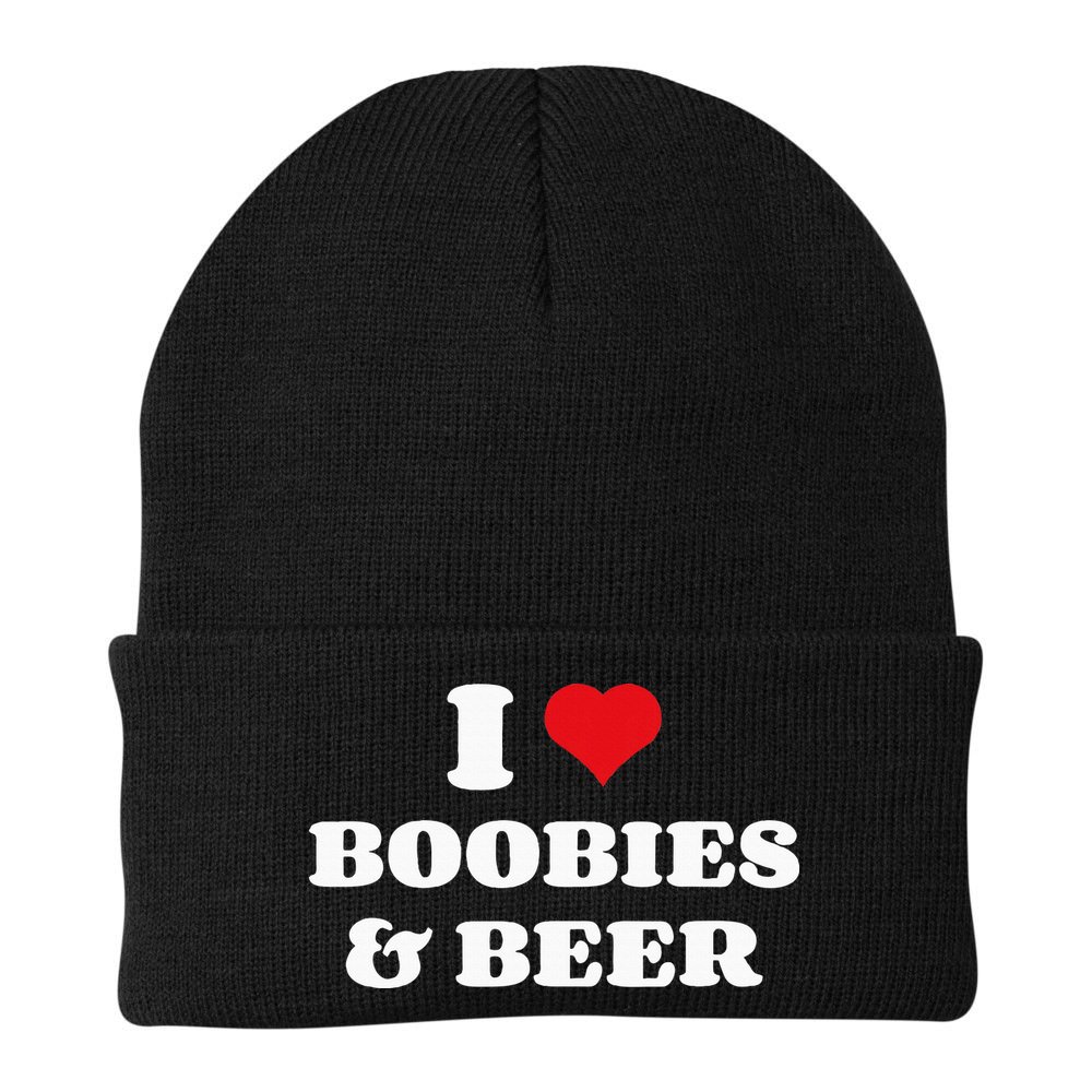 I Love Boobies And Beer Funny Humorous Beanie