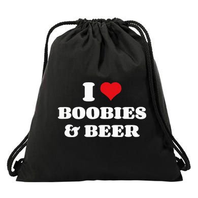 I Love Boobies And Beer Funny Humorous Drawstring Bag