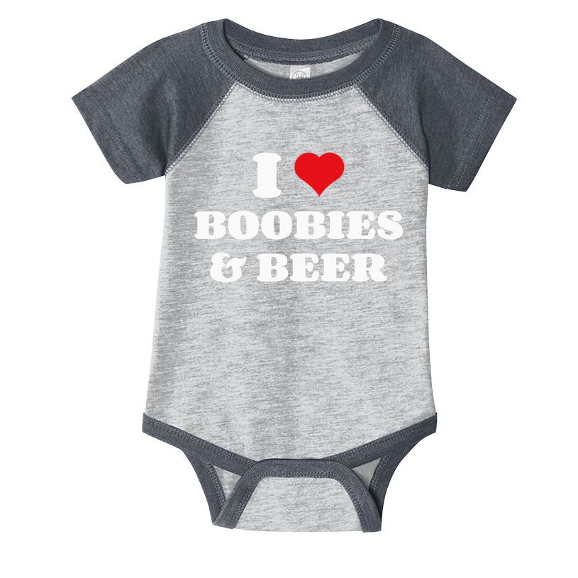 I Love Boobies And Beer Funny Humorous Infant Baby Jersey Bodysuit