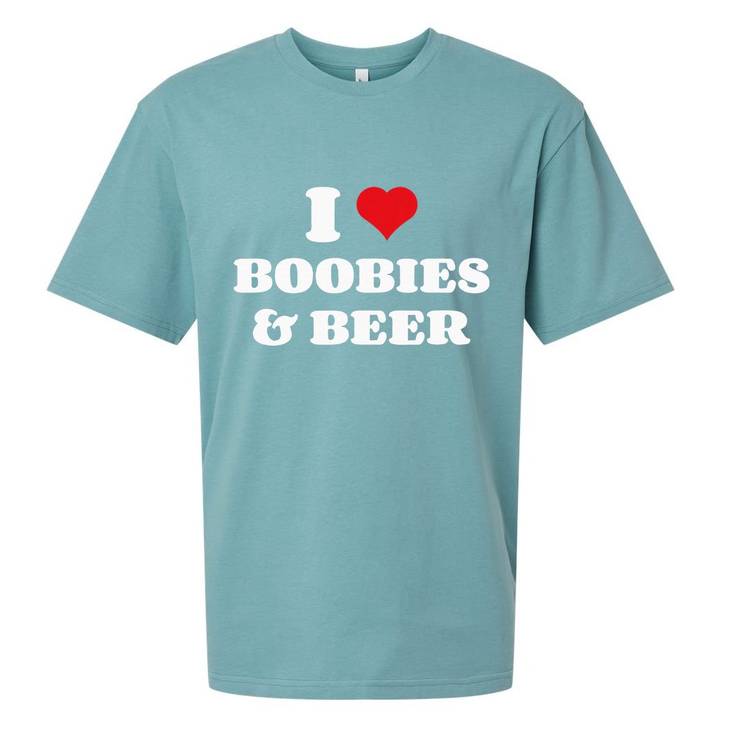 I Love Boobies And Beer Funny Humorous Sueded Cloud Jersey T-Shirt