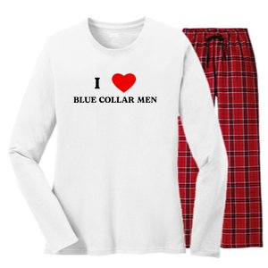 I Love Blue Collar Women's Long Sleeve Flannel Pajama Set 