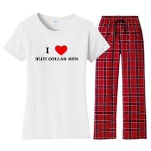 I Love Blue Collar Women's Flannel Pajama Set