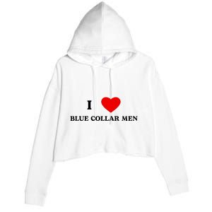 I Love Blue Collar Crop Fleece Hoodie