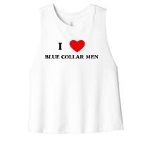 I Love Blue Collar Women's Racerback Cropped Tank