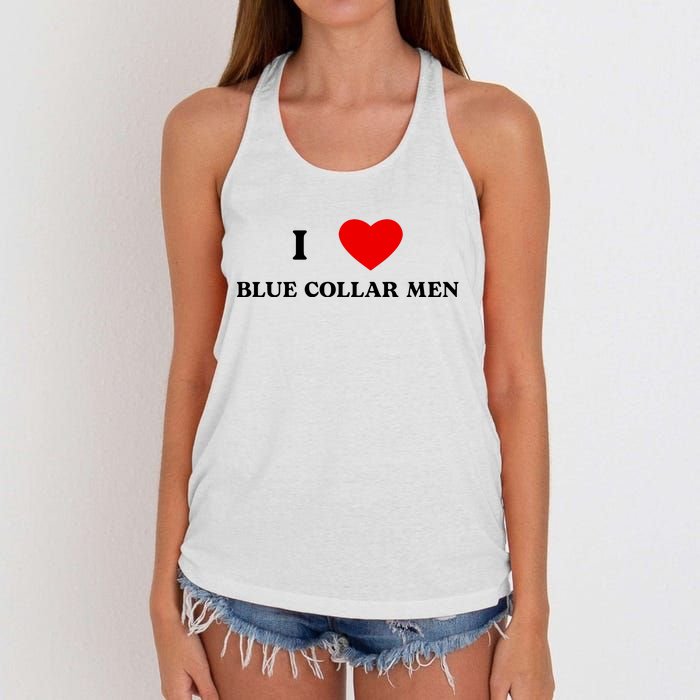 I Love Blue Collar Women's Knotted Racerback Tank