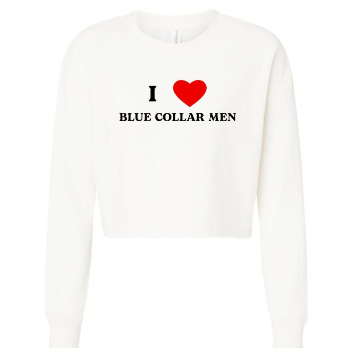 I Love Blue Collar Cropped Pullover Crew