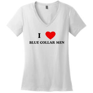 I Love Blue Collar Women's V-Neck T-Shirt