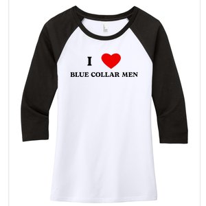 I Love Blue Collar Women's Tri-Blend 3/4-Sleeve Raglan Shirt