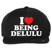 I Love Being Delulu Wool Snapback Cap