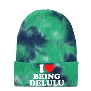 I Love Being Delulu Tie Dye 12in Knit Beanie