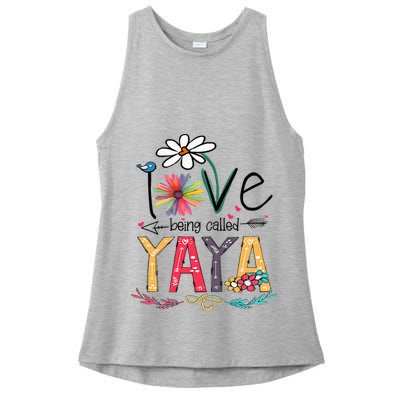 I Love Being Called Yaya Sunflower Mother's Day Ladies PosiCharge Tri-Blend Wicking Tank