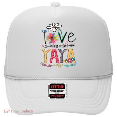 I Love Being Called Yaya Sunflower Mother's Day High Crown Mesh Back Trucker Hat