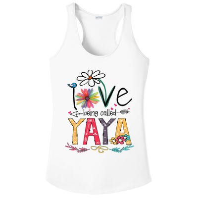 I Love Being Called Yaya Sunflower Mother's Day Ladies PosiCharge Competitor Racerback Tank