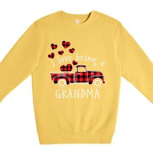 I Love Being A Grandma Red Truck With Heart Valentine's Day Gift Premium Crewneck Sweatshirt