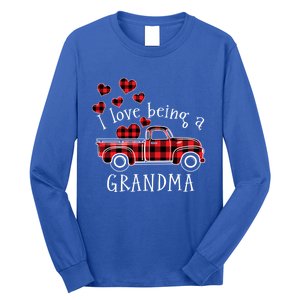 I Love Being A Grandma Red Truck With Heart Valentine's Day Gift Long Sleeve Shirt