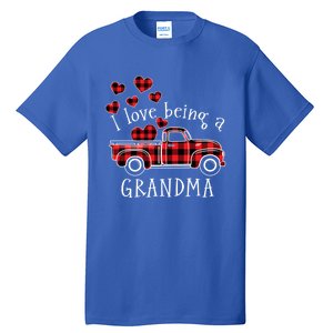 I Love Being A Grandma Red Truck With Heart Valentine's Day Gift Tall T-Shirt