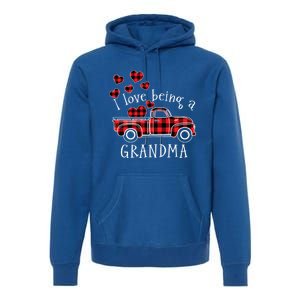 I Love Being A Grandma Red Truck With Heart Valentine's Day Gift Premium Hoodie