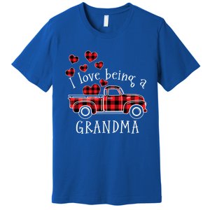 I Love Being A Grandma Red Truck With Heart Valentine's Day Gift Premium T-Shirt