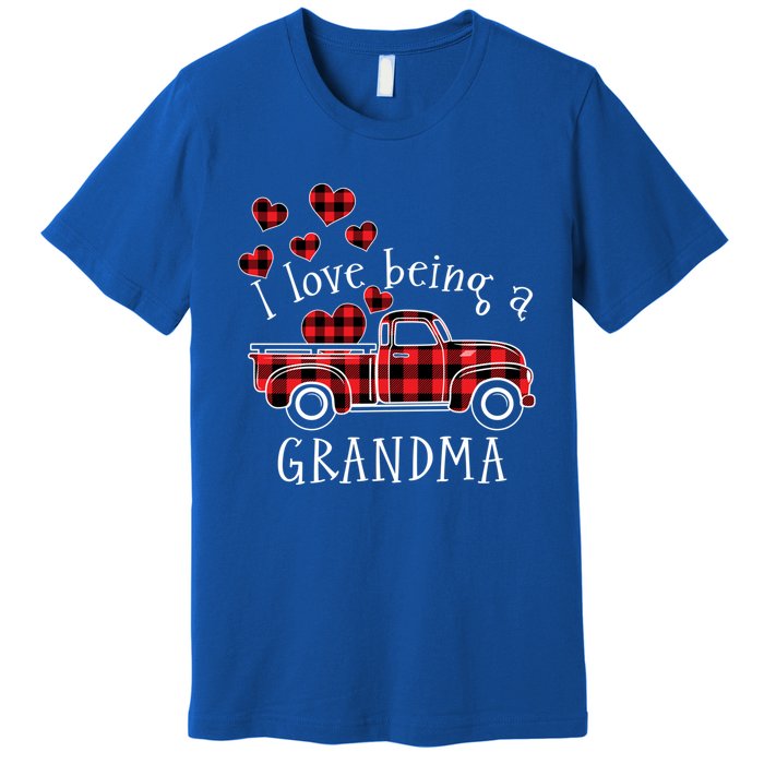 I Love Being A Grandma Red Truck With Heart Valentine's Day Gift Premium T-Shirt