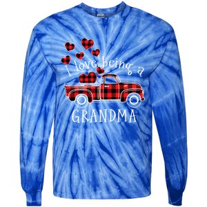 I Love Being A Grandma Red Truck With Heart Valentine's Day Gift Tie-Dye Long Sleeve Shirt