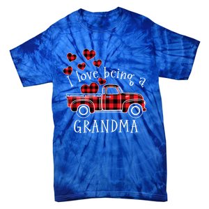 I Love Being A Grandma Red Truck With Heart Valentine's Day Gift Tie-Dye T-Shirt