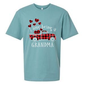 I Love Being A Grandma Red Truck With Heart Valentine's Day Gift Sueded Cloud Jersey T-Shirt