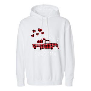 I Love Being A Grandma Red Truck With Heart Valentine's Day Gift Garment-Dyed Fleece Hoodie