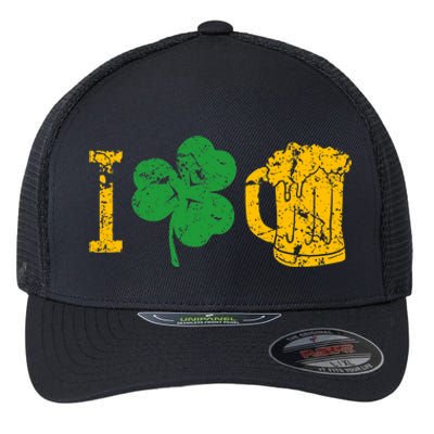 I Love Beer Four Leaf Clover St Patricks Day Flexfit Unipanel Trucker Cap