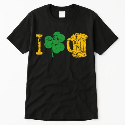 I Love Beer Four Leaf Clover St Patricks Day Tall T-Shirt