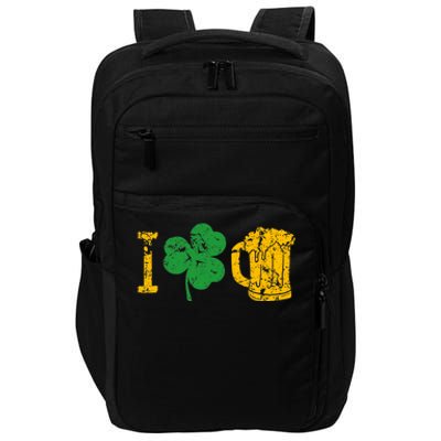 I Love Beer Four Leaf Clover St Patricks Day Impact Tech Backpack