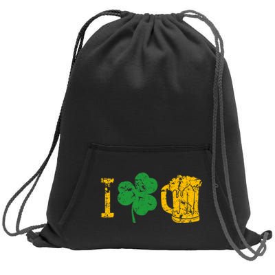 I Love Beer Four Leaf Clover St Patricks Day Sweatshirt Cinch Pack Bag