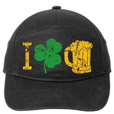 I Love Beer Four Leaf Clover St Patricks Day 7-Panel Snapback Hat