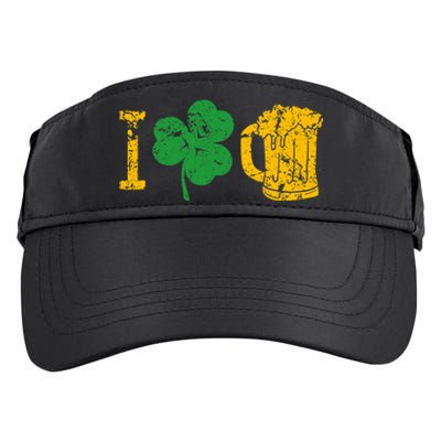 I Love Beer Four Leaf Clover St Patricks Day Adult Drive Performance Visor