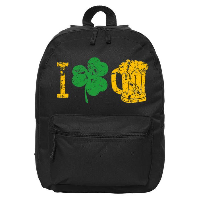 I Love Beer Four Leaf Clover St Patricks Day 16 in Basic Backpack