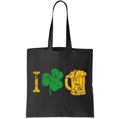 I Love Beer Four Leaf Clover St Patricks Day Tote Bag