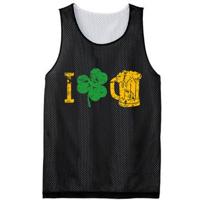 I Love Beer Four Leaf Clover St Patricks Day Mesh Reversible Basketball Jersey Tank