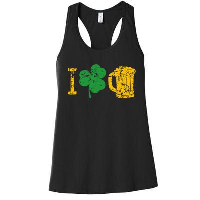 I Love Beer Four Leaf Clover St Patricks Day Women's Racerback Tank