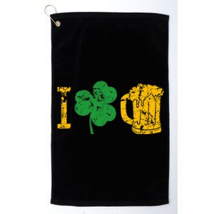 I Love Beer Four Leaf Clover St Patricks Day Platinum Collection Golf Towel