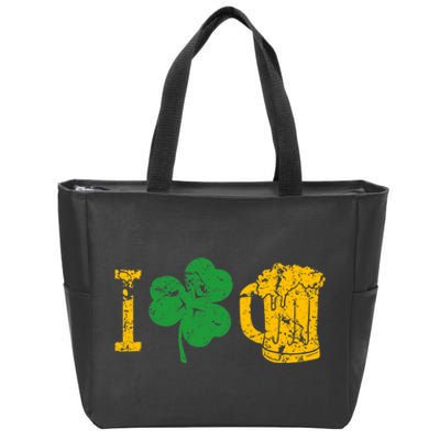 I Love Beer Four Leaf Clover St Patricks Day Zip Tote Bag