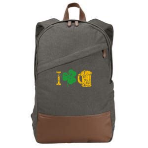 I Love Beer Four Leaf Clover St Patricks Day Cotton Canvas Backpack