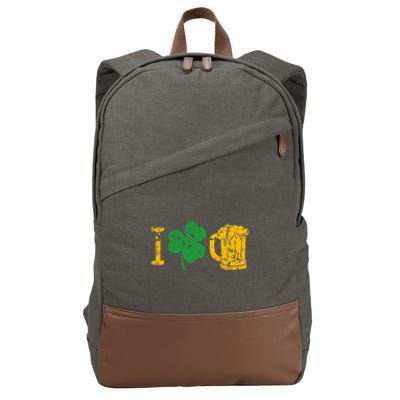 I Love Beer Four Leaf Clover St Patricks Day Cotton Canvas Backpack