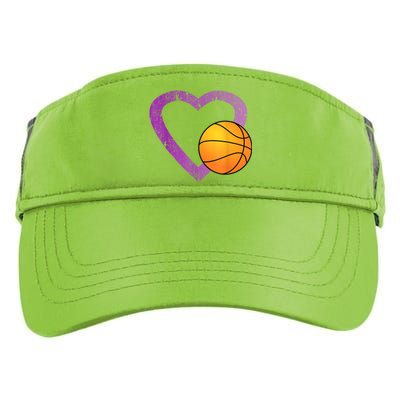 I Love Basketball Heart Adult Drive Performance Visor