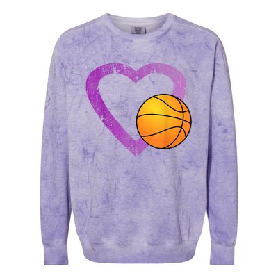 I Love Basketball Heart Colorblast Crewneck Sweatshirt